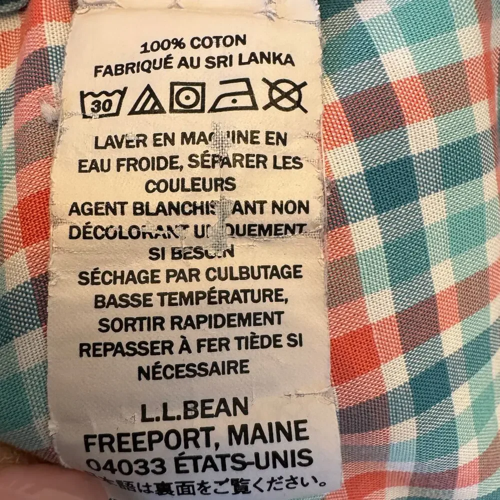 L.L. Bean Button Down Teal Coral Dress Shirt Men's Size XL Reg - Picture 5 of 6